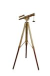 Vintage Brass Floor Standing Telescope with Wooden Tripod Stand – Nautical Harbor Master Double Barrel Spyglass Royal Antique Floor Decorative Telescope for Living Room, Office & Home Decor