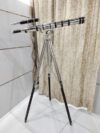 Vintage Brass Telescope Chrome Finish Nautical Floor Standing Wooden/Brass Adjustable Tripod Brown Leather Wrap Handicarft Double Barrel Collectibles 64'' Antique Spyglass Marine Design