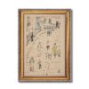 Vintage City Street Sketch Wall Art Gold Framed Canvas Print