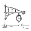 Vintage Clock On Vintage Street Structure Metal Wall Art WallArt Decor Metal Outdoor Decor Metal Signs Retro Artwork Whimsical Exquisite Wall Decoration For Porch Yard Patio 12in