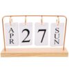 Vintage Desk Flip Calendar with Iron Frame and Pine Wood Base