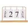 Vintage Iron Wood Flip Calendar Reusable Perpetual Desk Calendar
