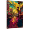 Vintage Las Vegas Street View Aluminum Metal Sign 8X12 Inch, Retro Pop Art Cityscape Wall Decor, for Home Bar Garage Cafe Man Cave