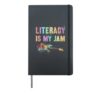 Vintage LITERACY IS MY JAM Teacher Library Rockstar Reading Hardcover Journal, Black