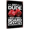 Vintage Metal Signs Dude Loves Board Games Wall Decor 8x12 In
