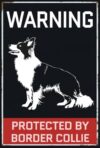 Vintage Metal Tin Sign, Warning Protected by Border Collie Funny Dog Lover Quote, Wall Decor for Home Farmhouse Yard Gate Porch Office, Pet Owner Gift, 8x12 Inch