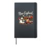 Vintage New England Fall Ghost and Cats Halloween Pumpkin Hardcover Journal, Black