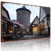Vintage Nuremberg Germany Street Scene Aluminum Metal Sign, 8X12 Inch, Retro Wall Decor For Home Bar Cafe Garage, Decor For Travel Lovers