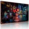 Vintage Osaka Japan Night Street View Aluminum Metal Sign 8X12 Inch, for Home Bar Cafe Garage Decor Man Cave Wall Decoration