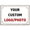 Vintage Scroll Grunge Border Metal Tin Sign, Personalized Photo Text Logo Rustproof 12x8 Home Decor