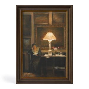 Vintage Small Framed Reading Canvas Wall Art for Bedside Tables Bookshelves