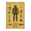 Vintage Space Explorer Suit Canvas Wall Art Gold Framed Poster