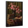 Vintage Still Life Pink Roses Antique Hardcover Books Canvas Wall Art Poster 20x30in