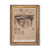 Vintage Street Sketch Wall Art Gold Framed Canvas Print