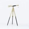 Vintage Style Brass Telescope with Wooden Floor Standing Tripod Vintage Nautical Decor, Marine Royal Spyglass, Educational Use, Home & Office Decor