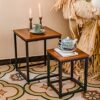 Vipush Nesting Tables Coffee Table Set of 2 - End Tables Living Room Small Side Tables Modern Farmhouse Sturdy Metal Frame Wood Desk