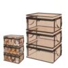 VIREXEL Large Clear Plastic Storage Box with Hinged Lid, Foldable Bin (3pcs,Black,Large(30in))