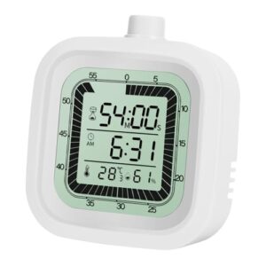 Visual timer for kids kitchen timer alarm clock countdown count-up 60 minutes shower room clock training manager time with digital thermometer hygrometer white