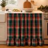 VitalCozy Christmas Green Plaid 35x35 Cabinet Curtain Sink Skirt Bathroom