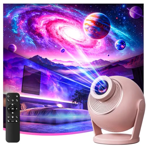 V JULES.V 3D Projector,Galaxy Projector with 60 HD 3D Dynamic Scenes,Bluetooth Speaker,Remote Control,1H/2H Timer,Backlit Button RGB Night Light,Star Projector for Bedroom,Living Room,Home Decor Pink