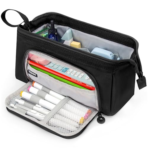 Vocuer Large Capacity Pencil Case Big Pencil Pouch Special Aesthetic School Pen Bag For Girls Teen nurse Adults Kids Soft Organizer With Zipper Cute Travel Pencil Pouches Estuche Para Lapices Black