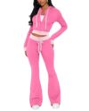 Voghtic Women 2 Piece Tracksuit Outfits Hoodie Jacket and Flare Pants Set