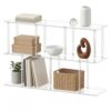 Vokandrel 4FT 3-Tier Acrylic Horizontal Open Clear Long Bookcase