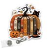 VOTANTA - Halloween Book Lover Badge Reel, Witchy Pumpkin Cat Fall Vibes Acrylic Retractable Badge Holder with Clip, Spooky Librarian Bookish Reader ID Holder Gifts for Nurse Doctor Student Teacher