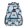voucong Cartoon Cute Penguin Blue backpack tags for kids school with big book bags for women mochilas escolares para ni?as de 10 a?os