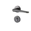 VREFAFKJIP Gray Door Lock Indoor Bedroom Household Magnetic Silent Split Handle Solid Wood(C Matte Gray Magnetic 35-50mm)