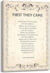 VRTYARUPF First They Came for Me Poem Poster Martin Niemöller Holocaust Remembrance Quote History Classroom Library Office Wall-Art(Unframed,08x12inch(20x30cm))