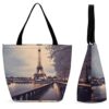 VTCTOASY Eiffel Tower Winter Rainy Oxford Cloth Tote Bag for Women