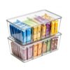 Vtopmart 2 Pack Pantry Organizer Bins with Lids, Removable Dividers