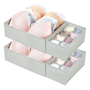 Vtopmart M-L/34D-38C Large Bra Drawer Organizer, 4 Pack Foldable Fabric