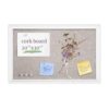 VUSIGN 30"x 20" Cork Board with Linen,White Wood Frame Bulletin Board, Pin Board Display Board for Wall, Double‑Sided Hanging Fabric Notice Board with 10 Pushpins for Home Office School Memo Planning