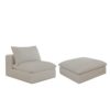 VUSVAB 45" Stylish Shell Shaped Reading Chair, Bean Bag Couch with Resilient Foam Chunks, Floor Chair with Matching Footstool for Gaming and Daily Relaxation, White
