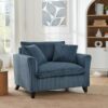 VUSVAB 46" Tufted Corduroy Studio Couch, Space Saver Bed with Ergonomic backrest, Sofa Individual with Resilient Cushion for Indoor Lounge Area, Blue