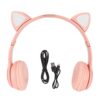 Vvikizy Wireless Cat Ear Headphones with LED Light for Kids Foldable (Pink)