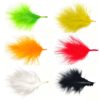 Vzuiwkfmr 60-Piece 6Colors Fluffy Turkey Marabou Feathers, Dyed Natural Feathers, Suitable for DIY Crafts, Woolly Bugger Fly Tying, Jewelry Feather Accessories