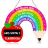 WaaHome Teacher Door Sign Rainbow Welcome Sign for Classroom