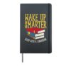 Wake Up Smarter Funny Librarian Book Stack Design Hardcover Journal, Black