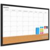 WALGLASS Dry Erase Calendar Whiteboard for Wall, 36'' x 24'' Calendar Whiteboard Cork Board Combo - Black