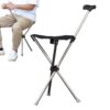 Walking Cane with Seat 150 Kg Folding Tripod Chair for Travel Events