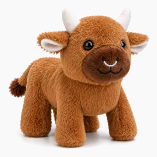 Walking Cow Plush Toy, Interactive Electronic Pet Plush Vaca Animal with Walking Motion Moo Sound, Soft Stuffed Cow Educational Gift for Toddler Kids Ages 3+ Boy Girl Preschool Birthday Holiday Brown