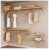 Wall-Mounted Coat Rack with Shelf Sturdy Clothes Hanr System for Closet Includes Support Brackets (Natural h 40cm & 130cm Opts)