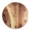 Wall Clock Wood Grain Pattern with Solid Wood Hands Design Wall Clock Tempered Glass Mute Clock Home Decoration