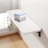 Wall Mounted Folding Desk - White Laundry Folding Table with Spacious Countertop, 55lbs Capacity, Ideal for RV Kitchen and Small Spaces, Easy Fold Down Shelf