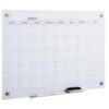 Wall‑Mounted Glass Monthly Calendar Whiteboard, Erasable Planner Board with Marker Tray, Dry‑Erase Markers, Eraser & Mounting Hardware for Home Office School Wall Organization