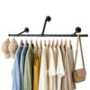 Wall Mounted Industrial Pipe Clothing Rack, Heavy Duty Garment Rack, Sturdy Open Wardrobe System, Space-Saving Closet Organizer for Bedroom, Laundry Room & Retail Use (1PCS Wall Garment Rack)