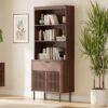 WAMPAT 72.8" Tall 5 Tiers Bookshelf with Doors & Drawer for Home Office